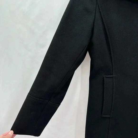 Express Women’s Wool Coat Size 3/4 Black Hidden Button Up Front Open Pockets - Picture 6 of 11